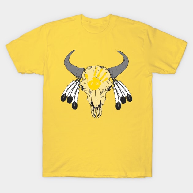 Bison Skull 5 T-Shirt by Brightfeather